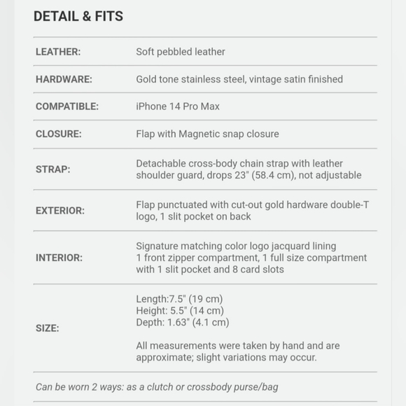 ❌️❌️SOLD❌️❌️Tory Burch Britten Wallet on Chain - Picture 4 of 4